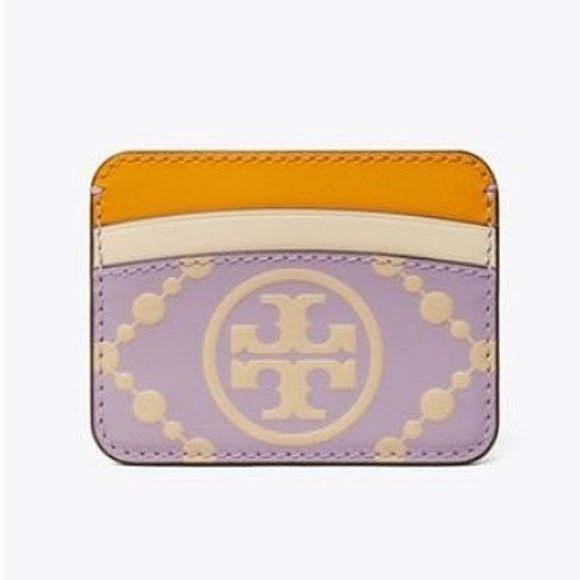 Tory Burch $148 87184 T Monogram Contrast Embossed Card Case Thistle/Seaside Snd - Picture 2 of 2